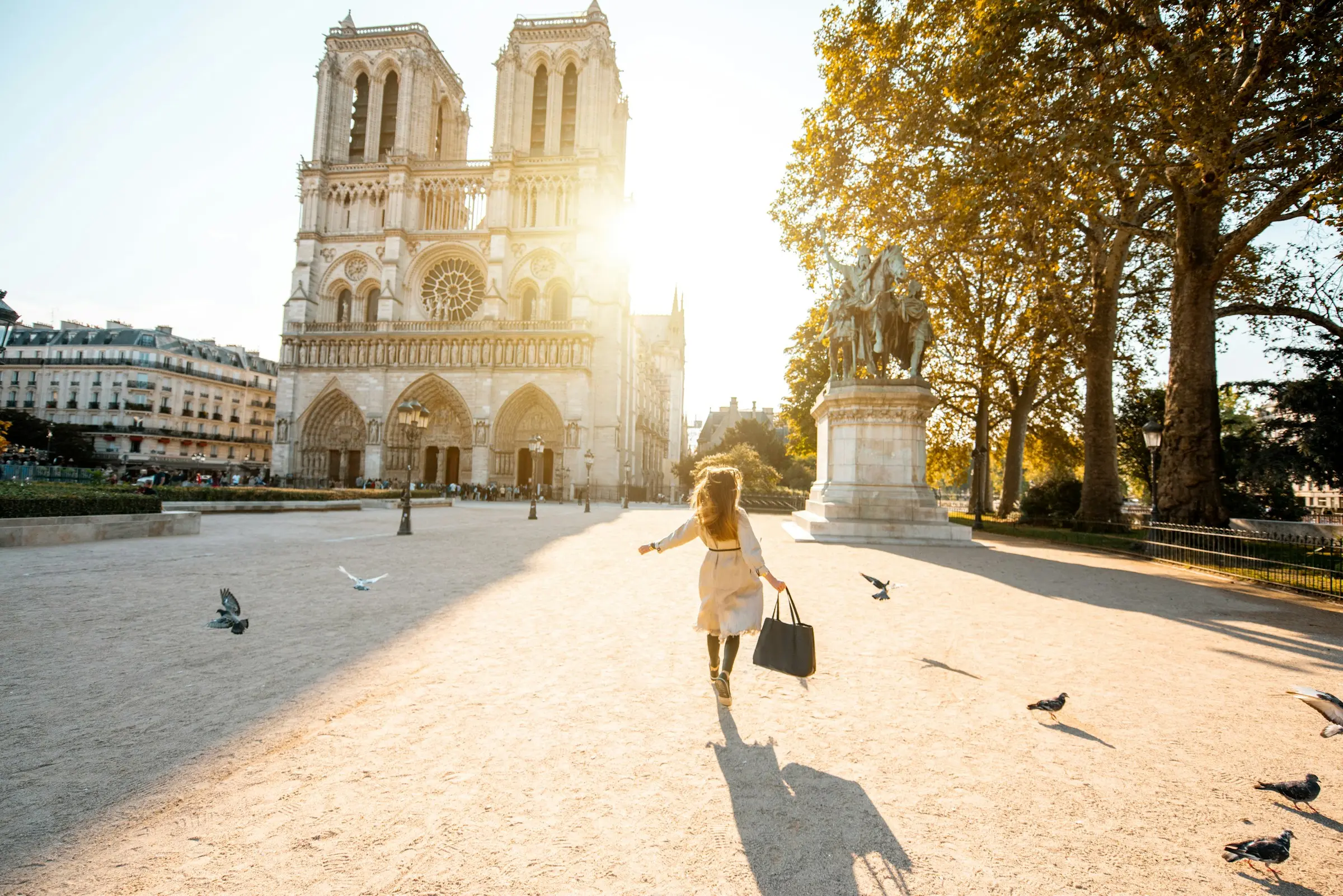 Woman near Notre Dame Cathedral – Paris solo female travel inspiration